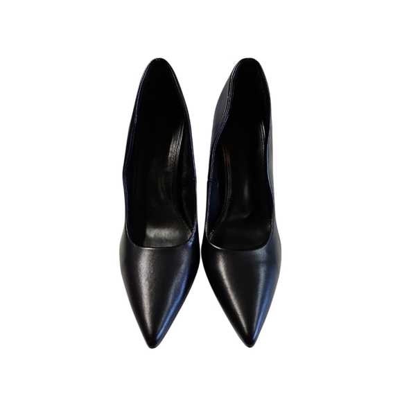 JustFab Women's Gisselle Black Leather Pointy Heels Size 9.5 - Picture 2 of 6